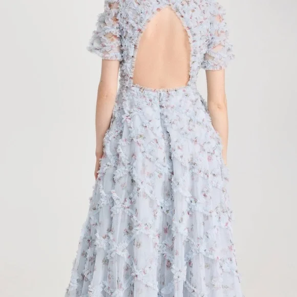 Light blue Needle & Thread Scatter Ditsy Evelyn Backless Gown - Picture 2 of 6
